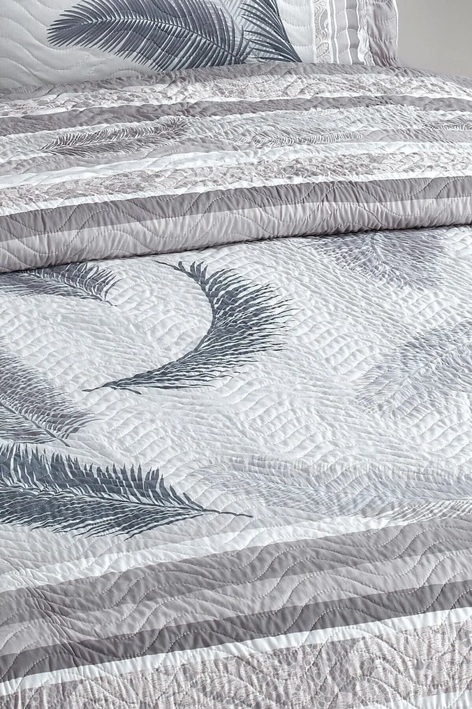 Gri Nakışlı Yatak Örtüsü Takımı - Görsel 3