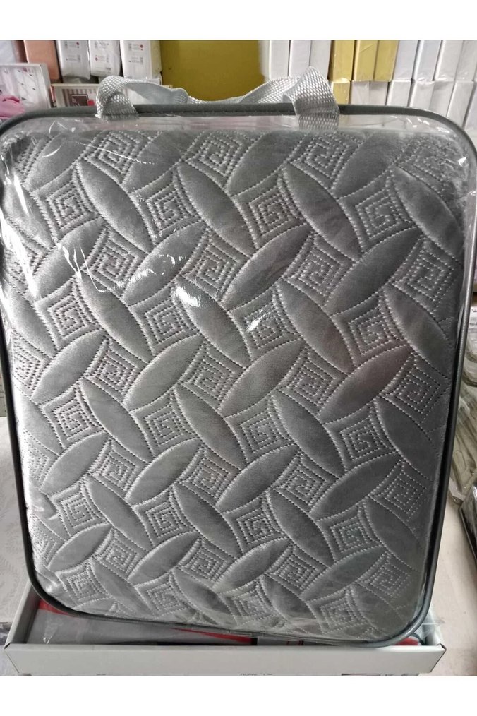 Gri Kareli Queen Yatak Örtüsü - Görsel 2