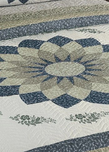 Gri Nakışlı Yatak Örtüsü Seti - Görsel 3