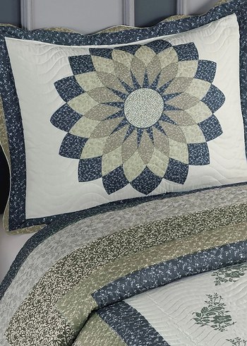 Gri Nakışlı Yatak Örtüsü Seti - Görsel 2