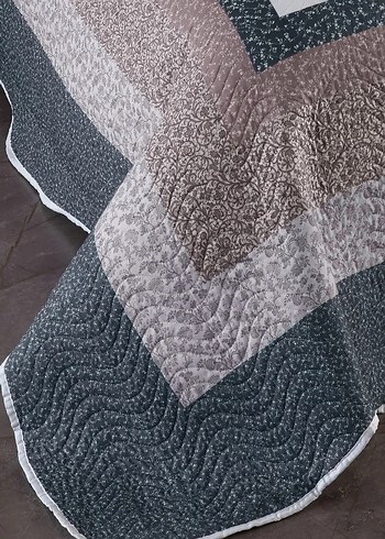 Gri Çiçek Desenli Yatak Örtüsü Seti - Görsel 4