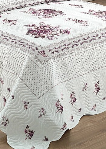 Nakışlı Beyaz Pastel Yatak Örtüsü - Görsel 4