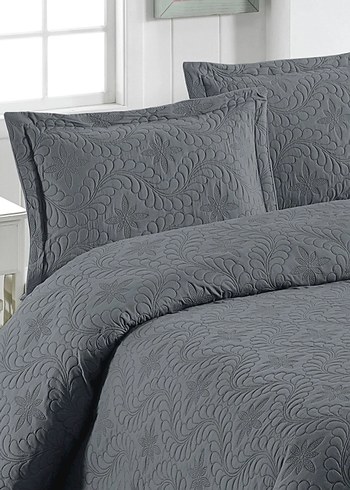 Gri Nakışlı Yatak Örtüsü - Görsel 2