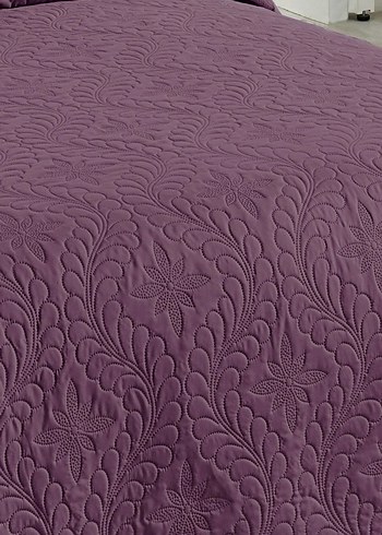 Koyu Mor Nakışlı Yatak Örtüsü - Görsel 4