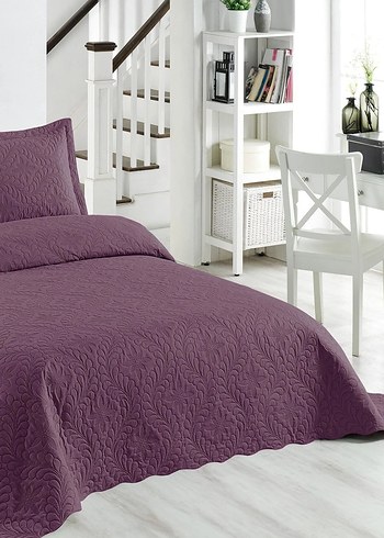 Koyu Mor Nakışlı Yatak Örtüsü - Görsel 2