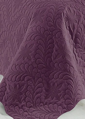 Koyu Mor Nakışlı Yatak Örtüsü - Görsel 5