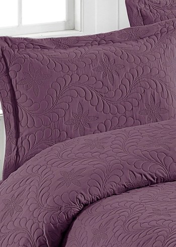 Koyu Mor Nakışlı Yatak Örtüsü - Görsel 3