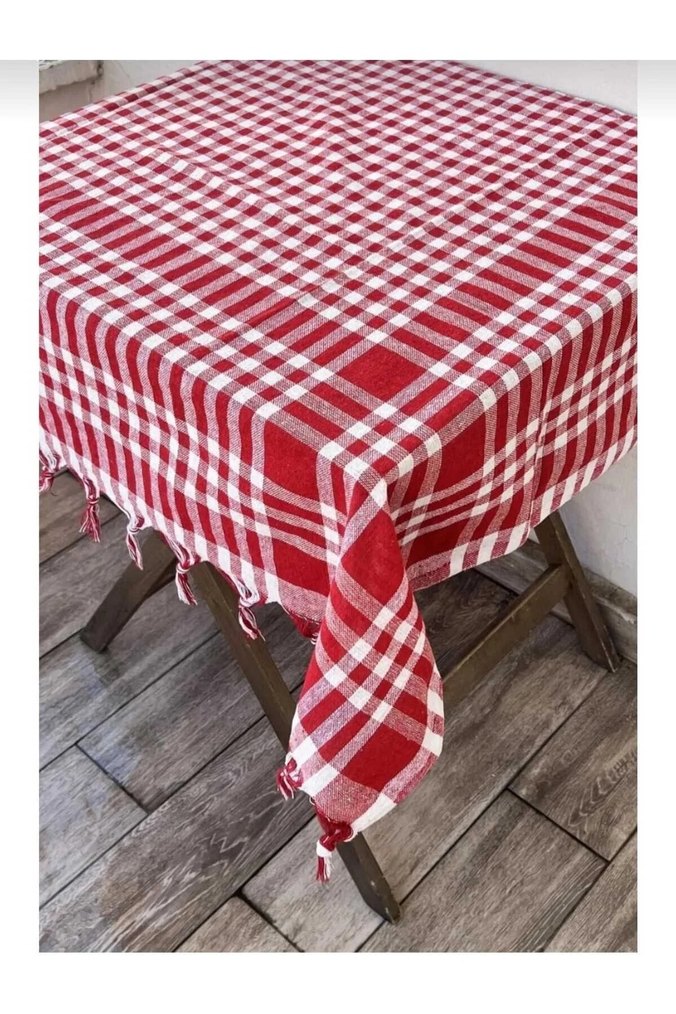 Bordo Kareli Masa Örtüsü - Görsel 2