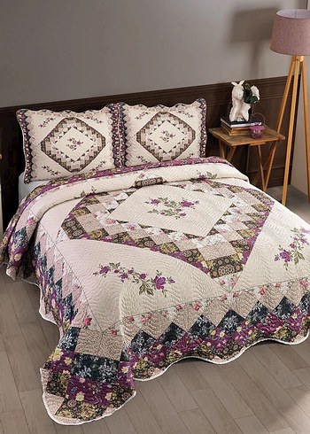 Bordo Nakışlı Yatak Örtüsü - Görsel 2