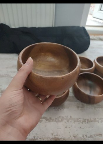  Beden Kahverengi Ahşap Yuvarlak Kaseler