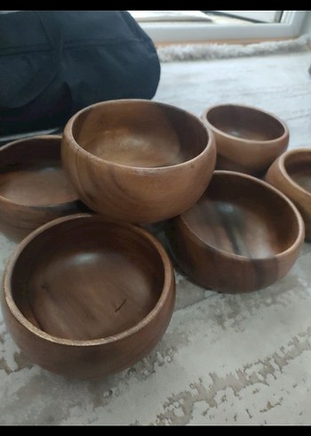 Kahverengi Ahşap Yuvarlak Kaseler