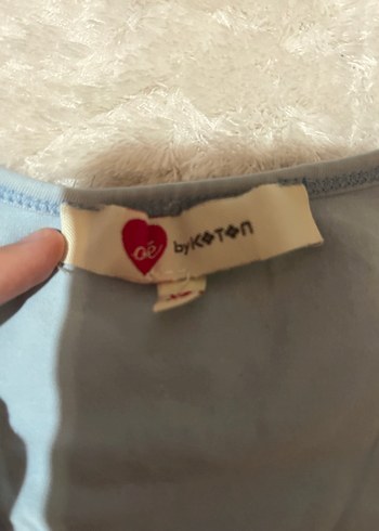 Mavi Kısa Kollu Crop Tişört - Görsel 2