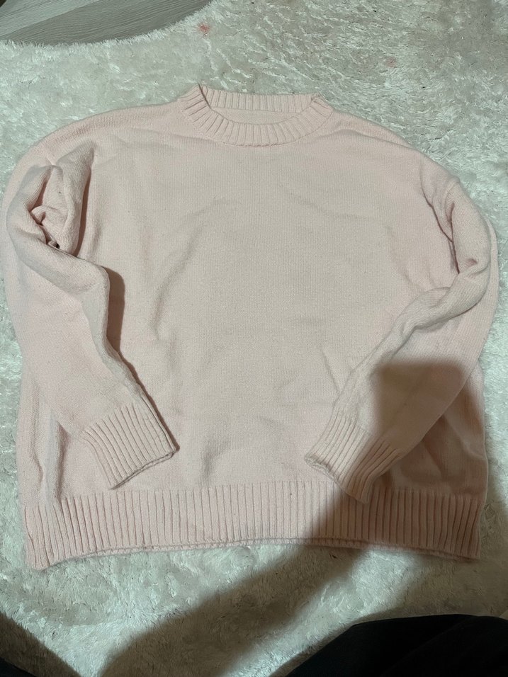 Pembe Oversize Triko Kadın Kazak - Görsel 2