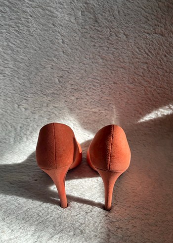 37 Beden turuncu Renk Somon Süet Stiletto Metal Uçlu Kadın Ayakkabı