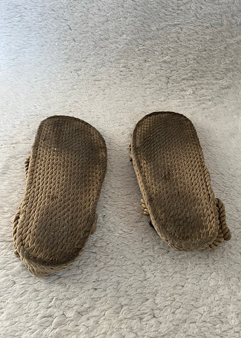 Bej Örgü Kadın Dolgu Topuk Sandalet - Görsel 4