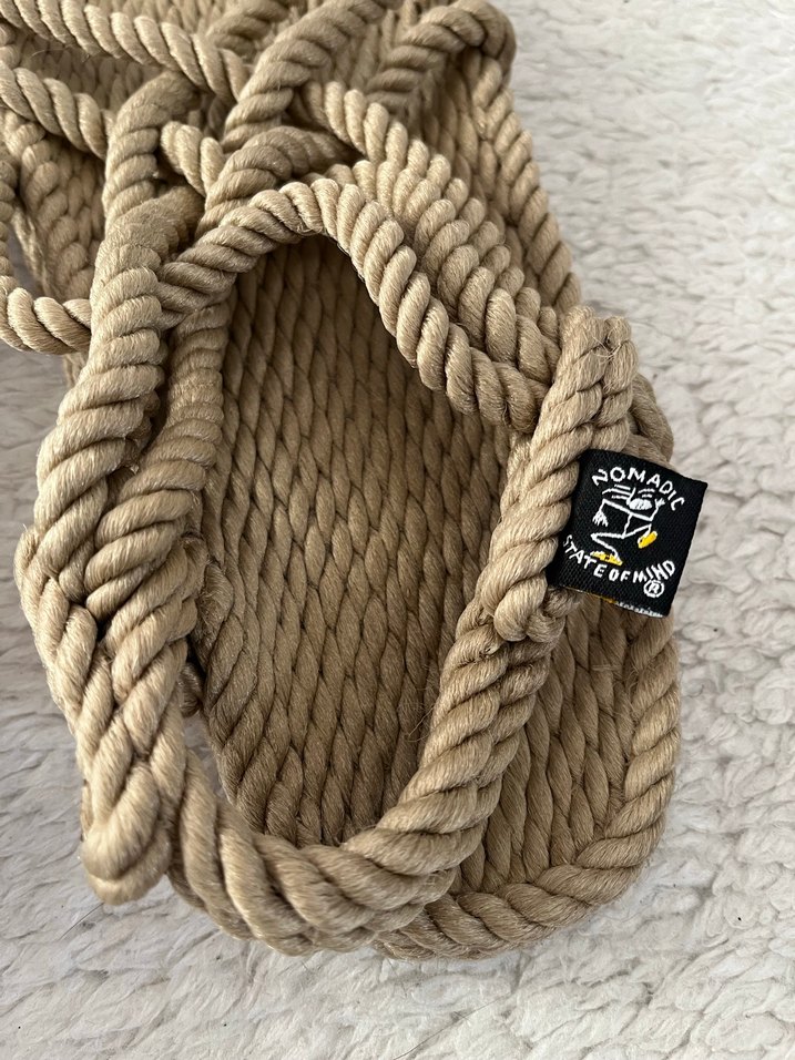 Bej Örgü Kadın Dolgu Topuk Sandalet - Görsel 5