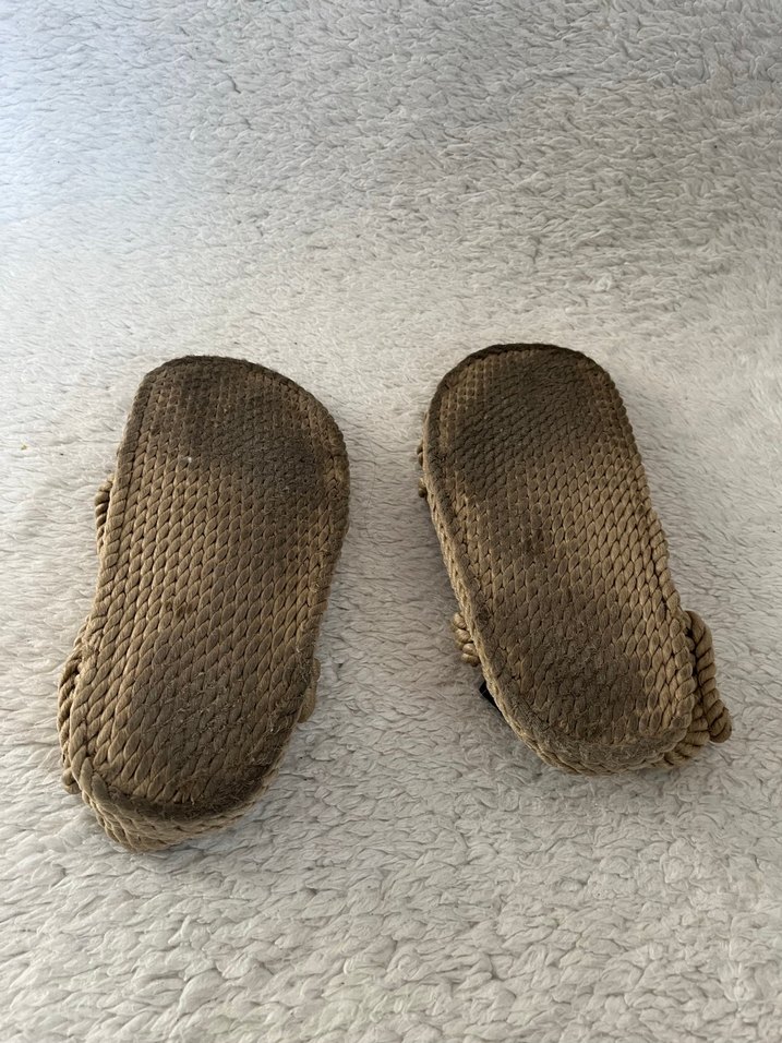 Bej Örgü Kadın Dolgu Topuk Sandalet - Görsel 4