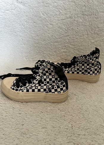 Çocuk  Beyaz Kareli Platform Topuklu Spor Ayakkabı - Görsel 3