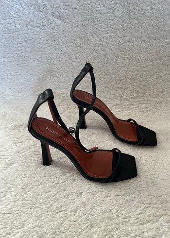 Siyah Minimalist Stiletto Topuklu Kadın Sandalet - Görsel 2