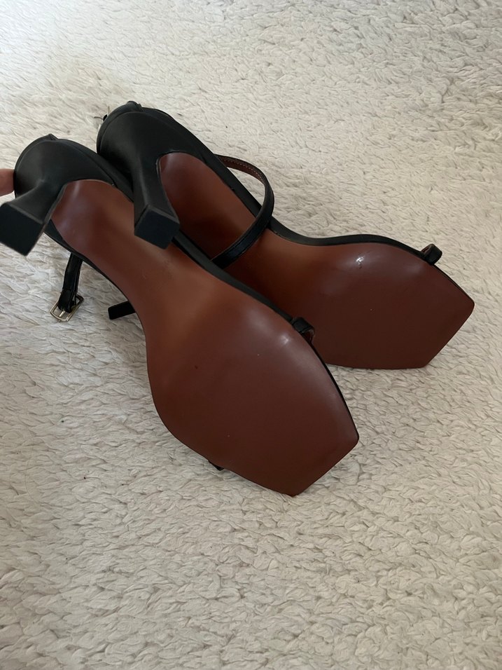 Siyah Minimalist Stiletto Topuklu Kadın Sandalet - Görsel 4