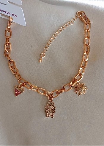 Zincir Detaylı Altın Renkli Bohem Charm bileklik - Görsel 4