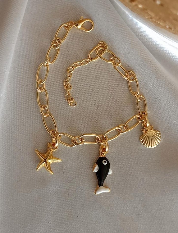 Parlak Altın Zincirli Kadın Bileklik - Görsel 2