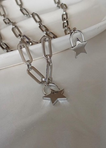 Gri Zincir Detaylı Midi Kolye - Görsel 3