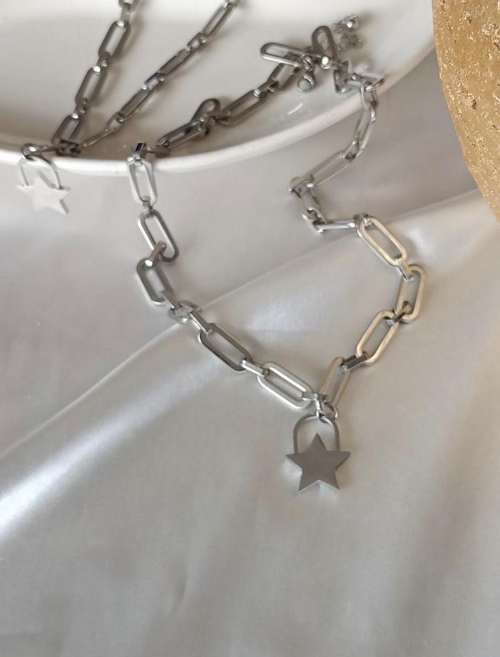 Gri Zincir Detaylı Midi Kolye - Görsel 2