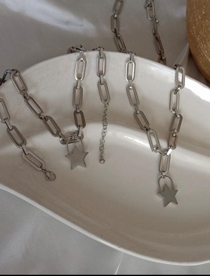 Gri Zincir Detaylı Midi Kolye - Görsel 4