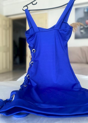 Mavi Askılı Kemerli Mini Elbise - Görsel 2