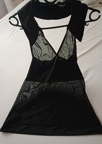 Siyah Gotik Midi Strappy Gecelik - Görsel 2