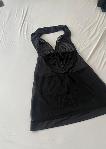 Siyah Gotik Midi Strappy Gecelik - Görsel 6