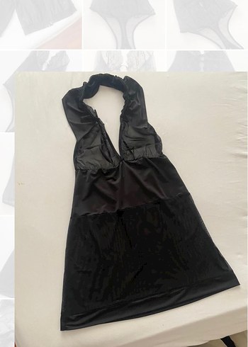 Siyah Gotik Midi Strappy Gecelik - Görsel 10