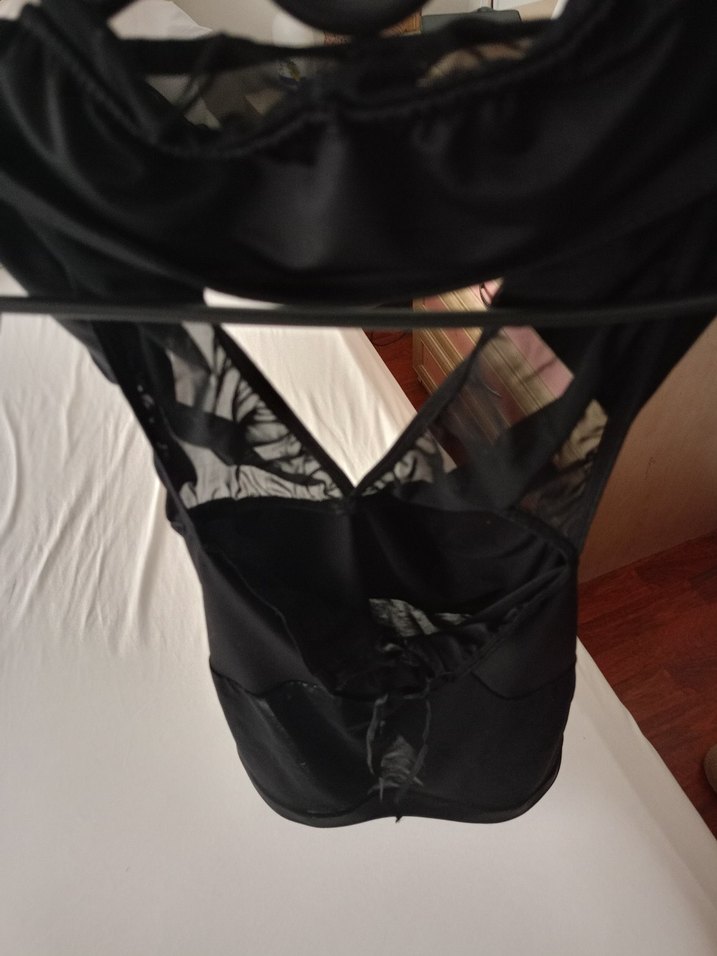 Siyah Gotik Midi Strappy Gecelik - Görsel 5