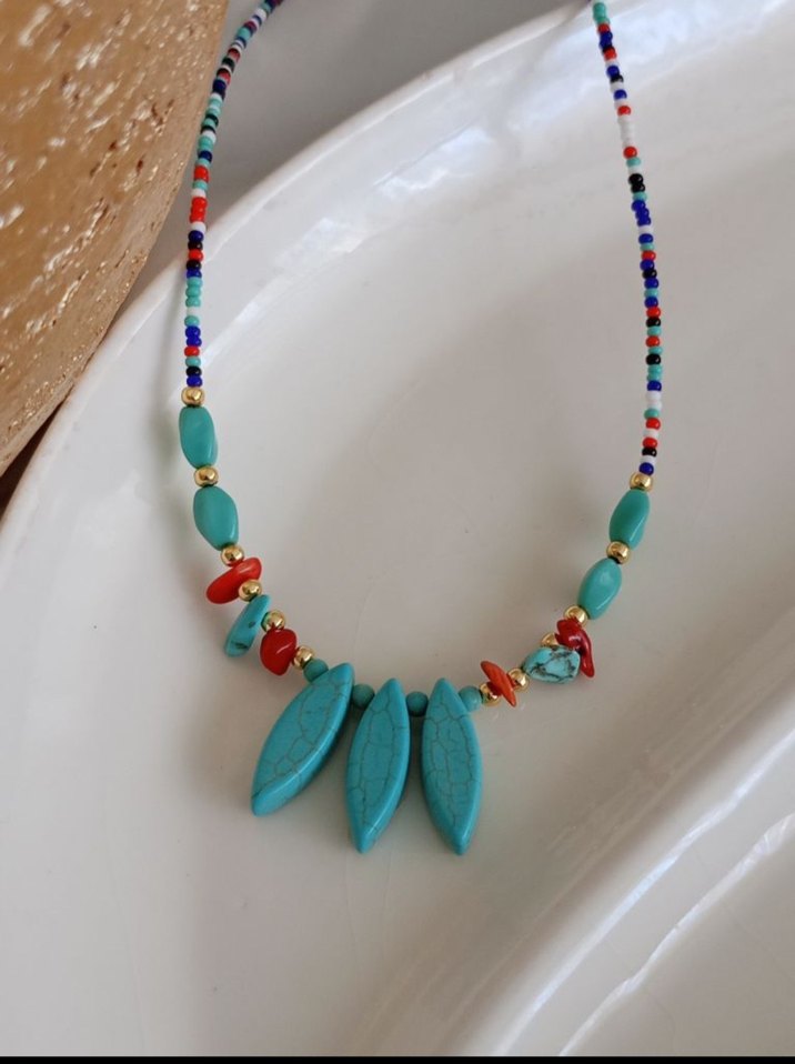 Doğal taşlı kadın kolyesi - Görsel 2