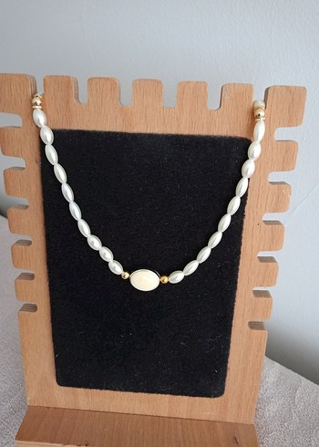 Beyaz Boncuklu inci Kolye - Görsel 3