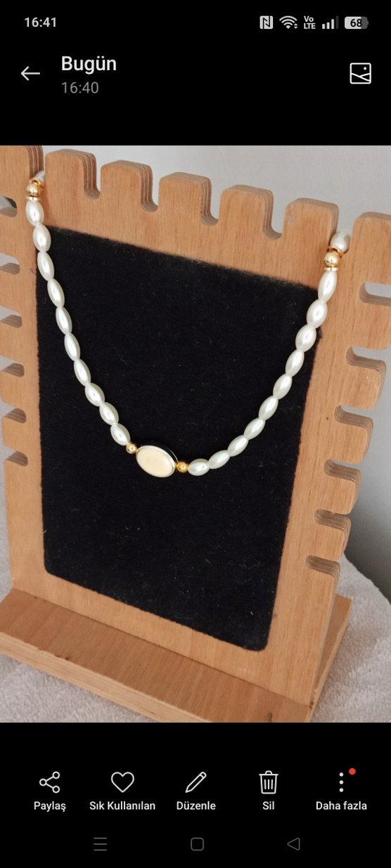 Beyaz Boncuklu inci Kolye - Görsel 4