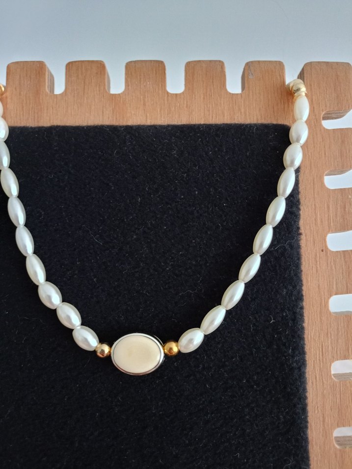 Beyaz Boncuklu inci Kolye - Görsel 2