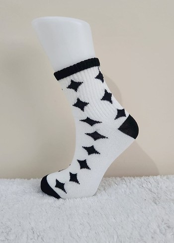 Kadın Kız Beyaz Ayılı ve Dalmaçyalı Desenli Soket Çorap 36-40 - Görsel 3
