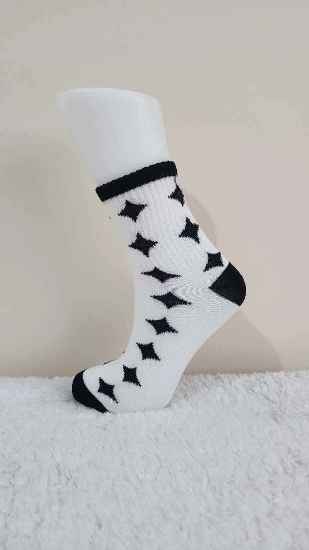 Kadın Kız Beyaz Ayılı ve Dalmaçyalı Desenli Soket Çorap 36-40 - Görsel 3