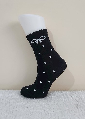 4 lü Kadın Kız Puantiyeli Triko Çorap Seti 36-40 numara - Görsel 5