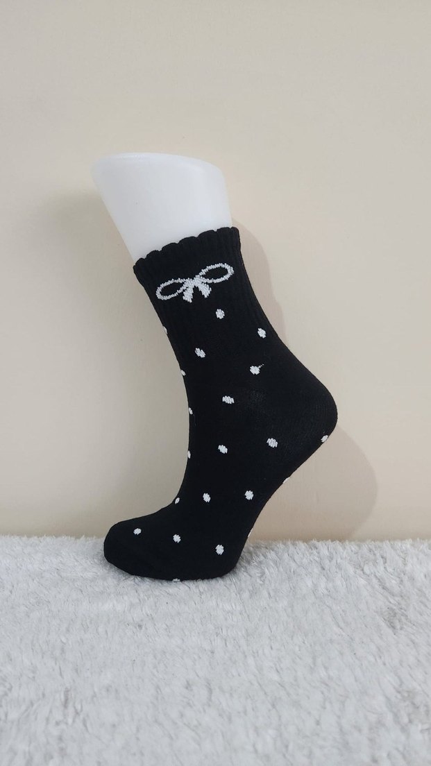 4 lü Kadın Kız Puantiyeli Triko Çorap Seti 36-40 numara - Görsel 5