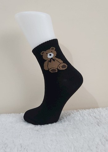 Siyah Ayılı ve Dalmaçyalı Desenli Soket Çorap 36-40 numara - Görsel 4