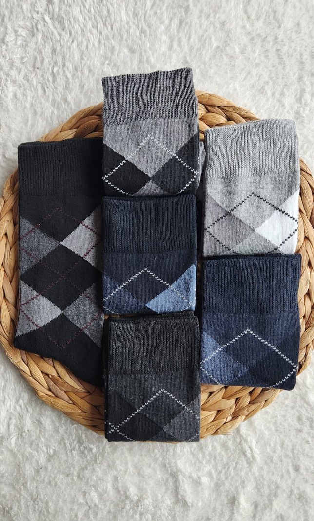 6 Çift Cesitli Renkler de Ekose Desenli Erkek Çorap Seti - Görsel 2