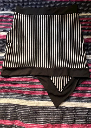 Kadın Çizgili Pilili Mini Etek - Görsel 2