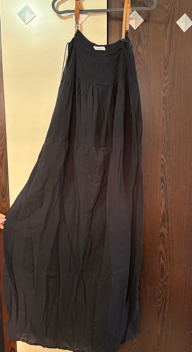 Siyah Uzun Hamile Keten Etek - Görsel 2