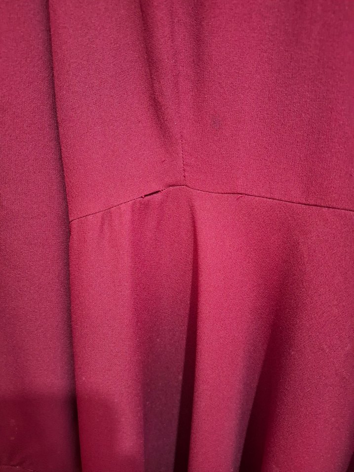 Bordo Uzun Kollu Fermuarlı Salaş Kadın Elbise - Görsel 2