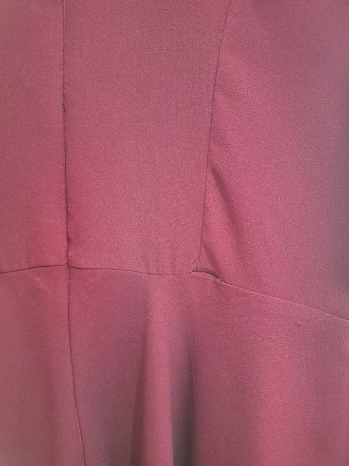 Bordo Uzun Kollu Fermuarlı Salaş Kadın Elbise - Görsel 4