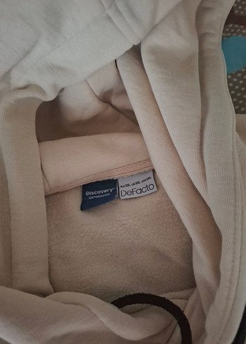 Bej Kapüşonlu Salaş Sweatshirt - Görsel 3