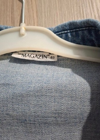 Düğmeli Bol Kesim Mavi Denim Ceket - Görsel 6